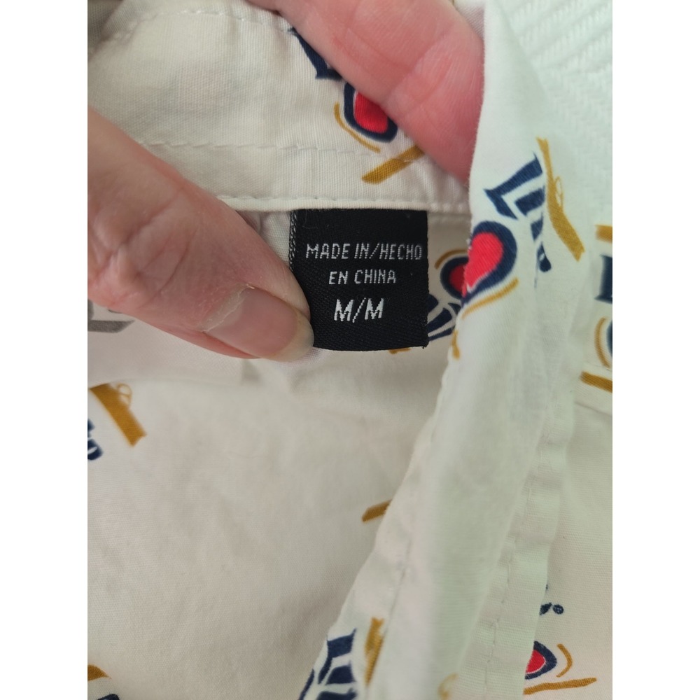 Miller Lite Beer Can Print Button Up Short Sleeve Shirt Men's Medium - Picture 4 of 8